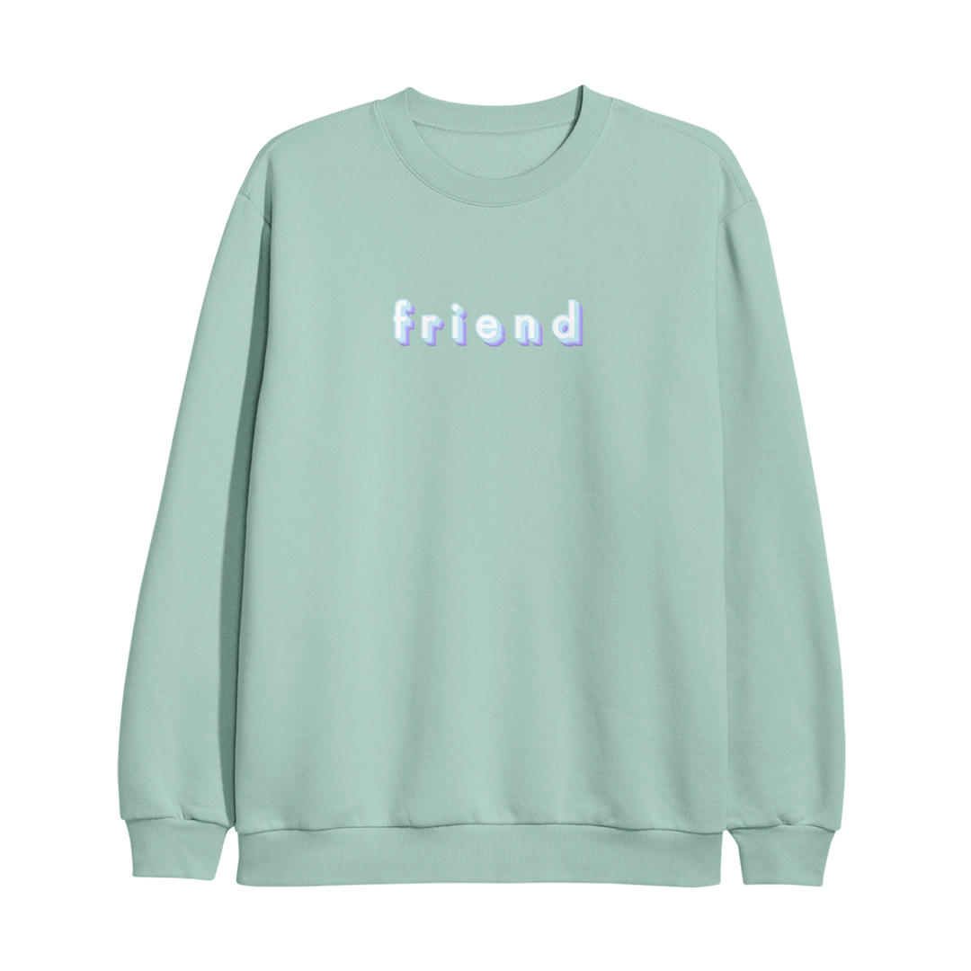 Friend Embroidered Crewneck - Dusty Blue