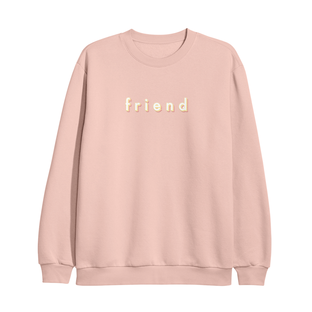 Friend Embroidered Crewneck - Peach